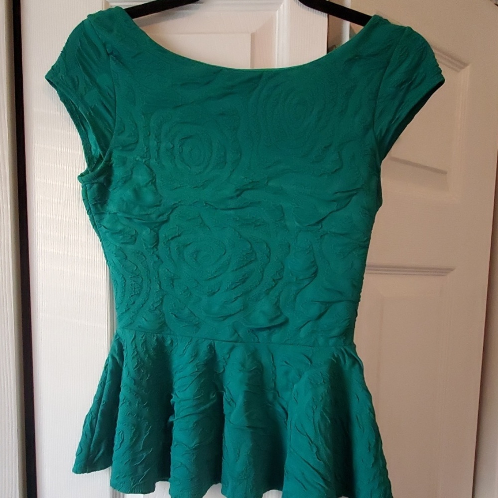 Emerald green peplum blouse